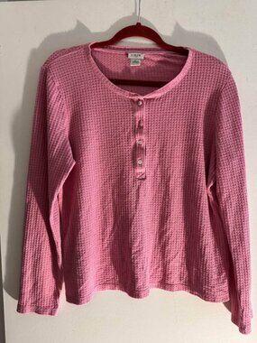 J.Crew Brushed Waffle Henley Women's Pajama Top Pink Size L